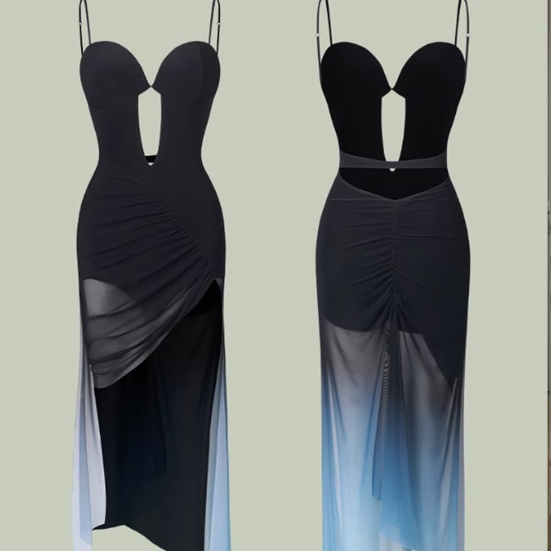 Women's Sleeveless Latin Dance Dress Dance Wear Training Performance Dress
