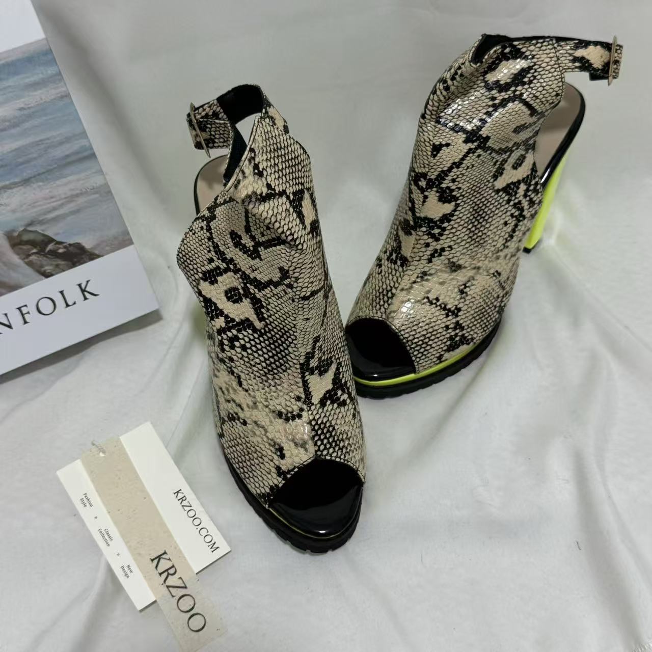 Leopard-Print Peep-Toe Platform Sandals