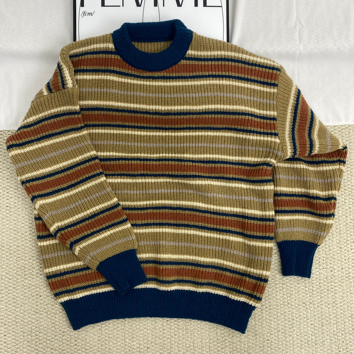 Retro Contrast Striped Sweater