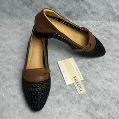 Hollow-woven square-toe shoes