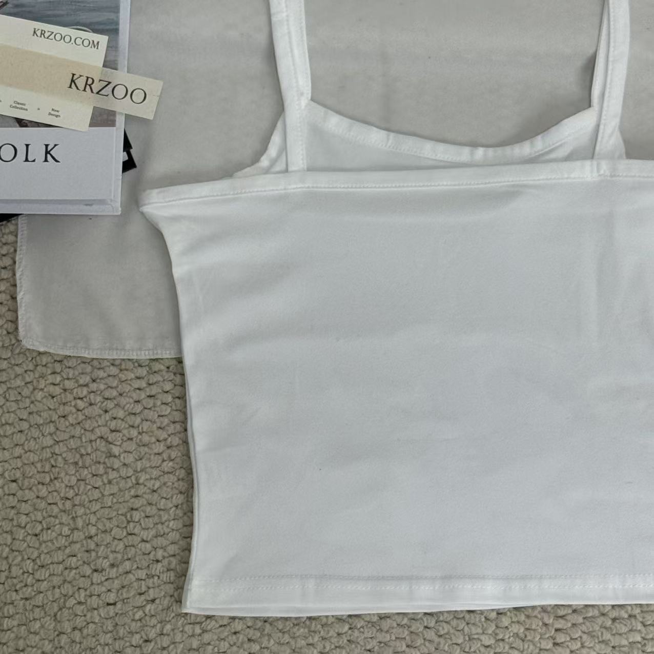 Small fish print short-sleeved halter top