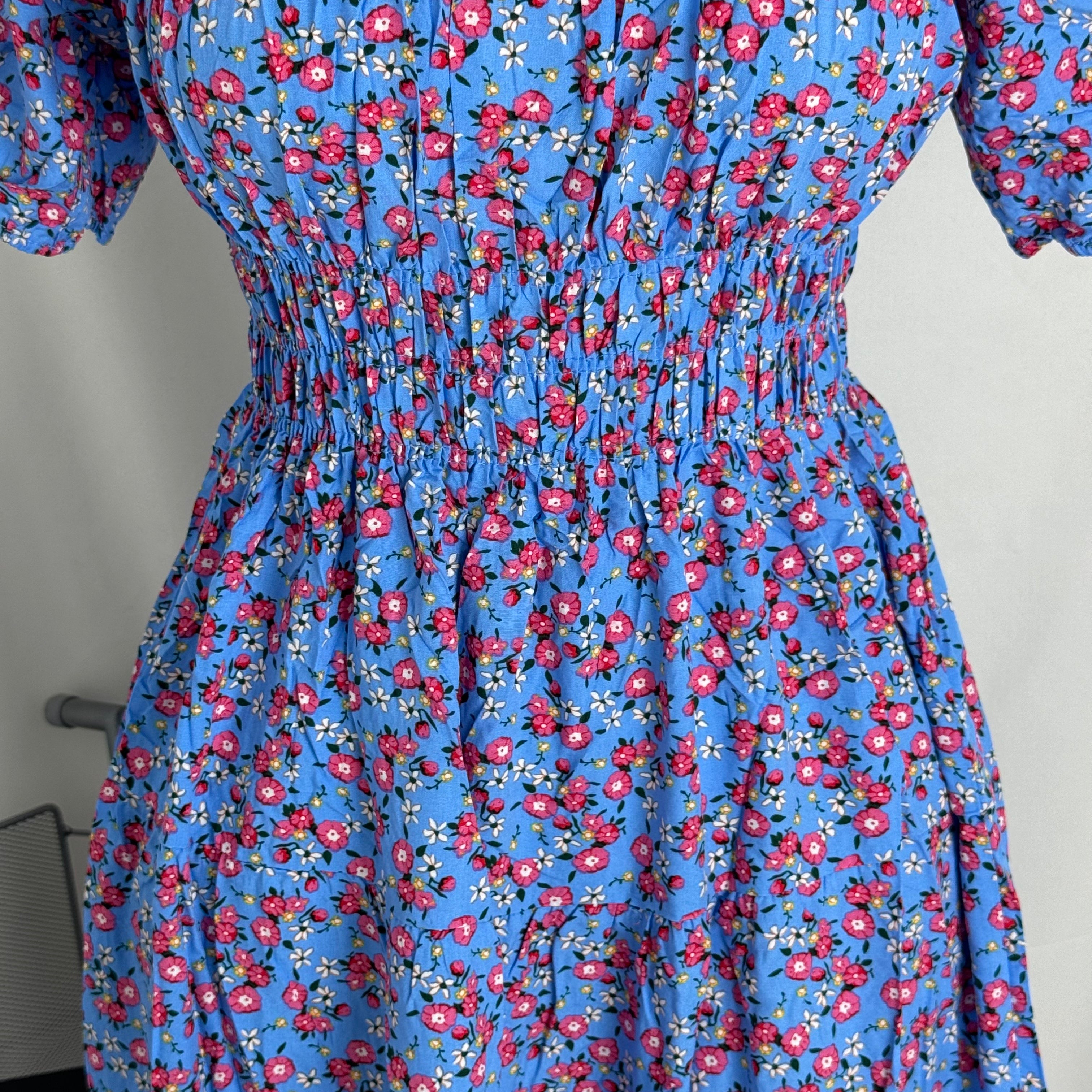 Floral Print Fitted Waist Long Dress