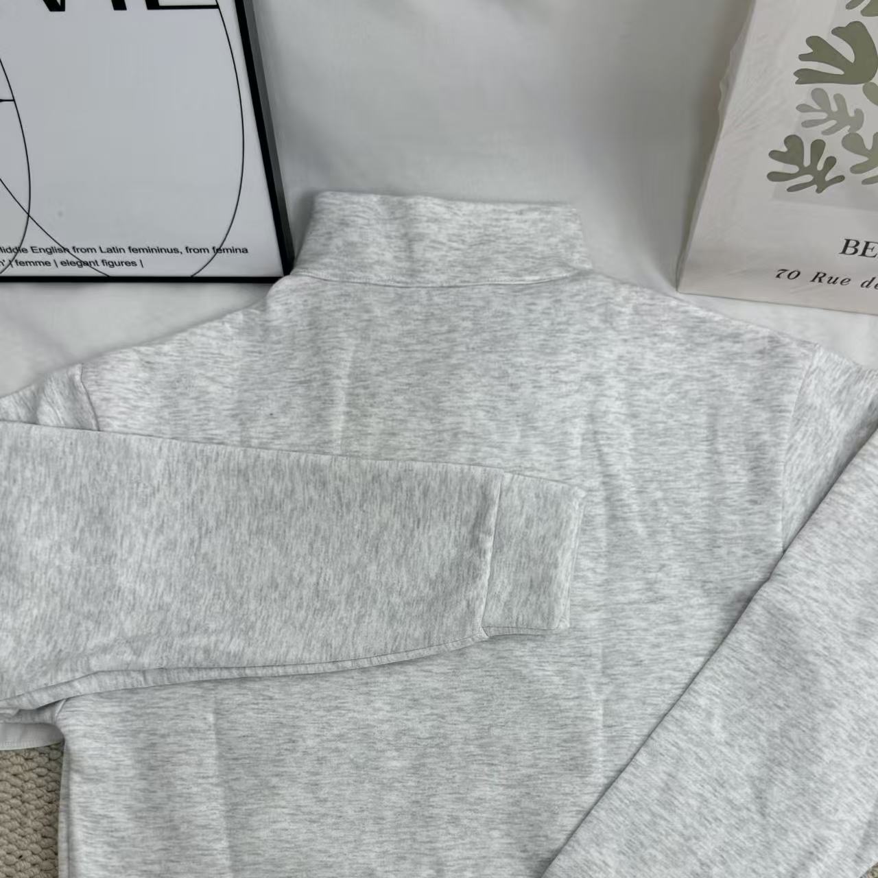 Letter-Print Sweatshirt with Center-Front Zipper
