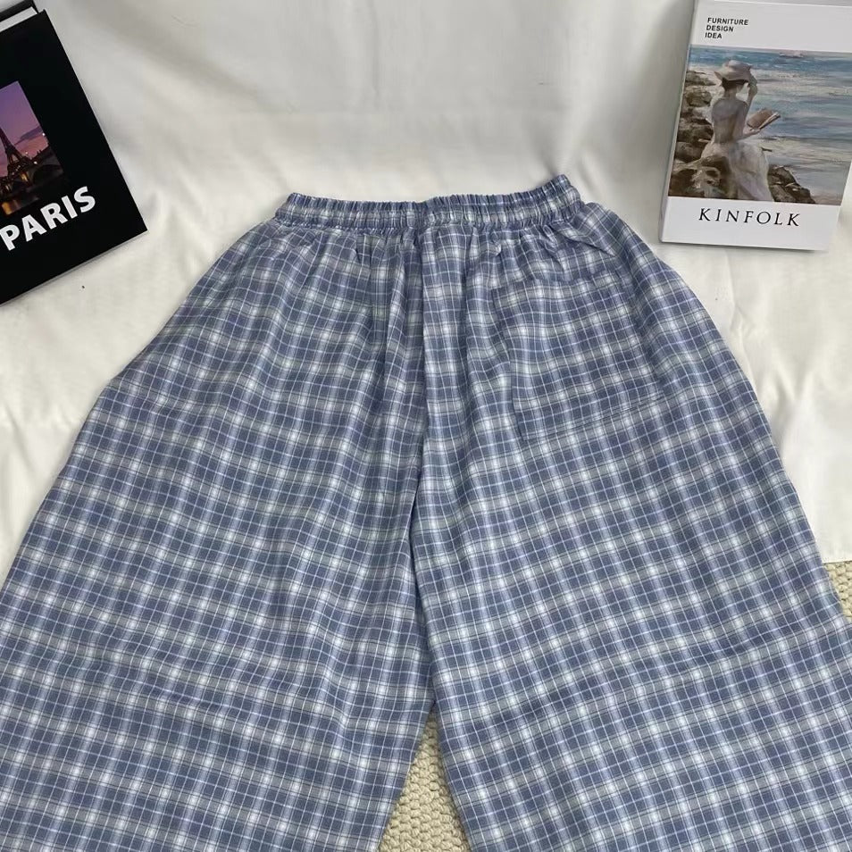 Retro Blue Checkered Pants