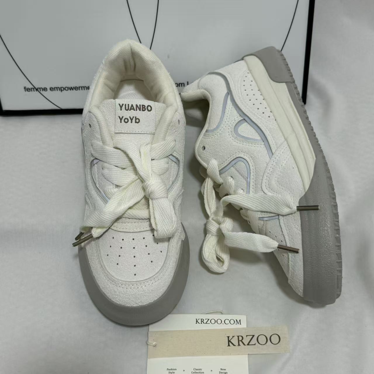 Chunky-Sole White Casual Sneakers