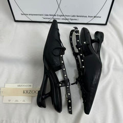 Pointed-Toe Closed-Toe Sandals with Bow Detail