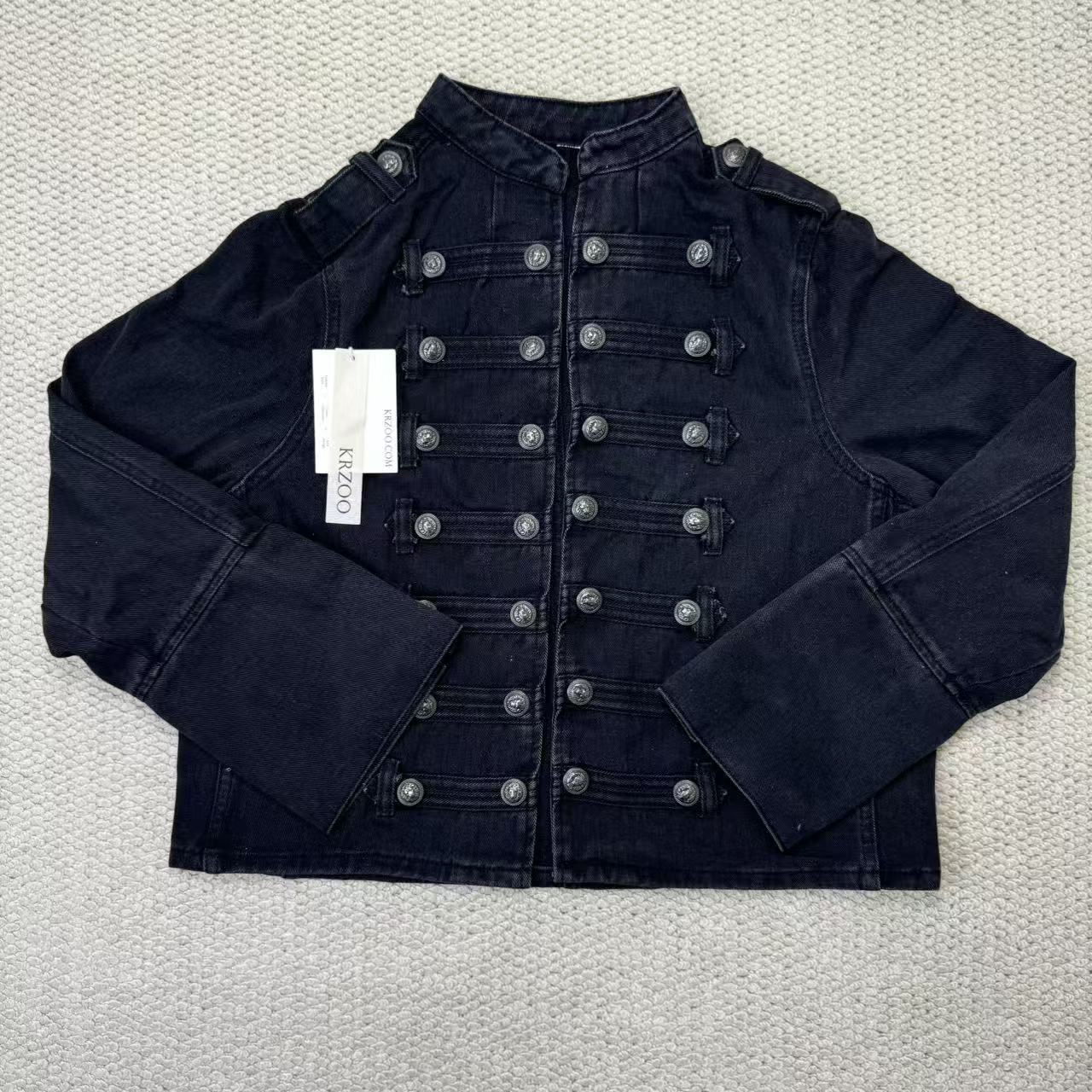 Standing collar long-sleeved denim jacket top