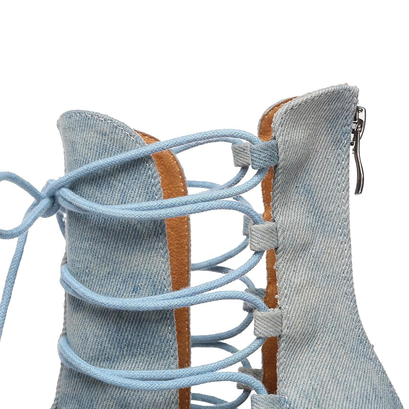 Women's Denim Customized Heel Dance Boots Salsa JazHeels Dance Shoes