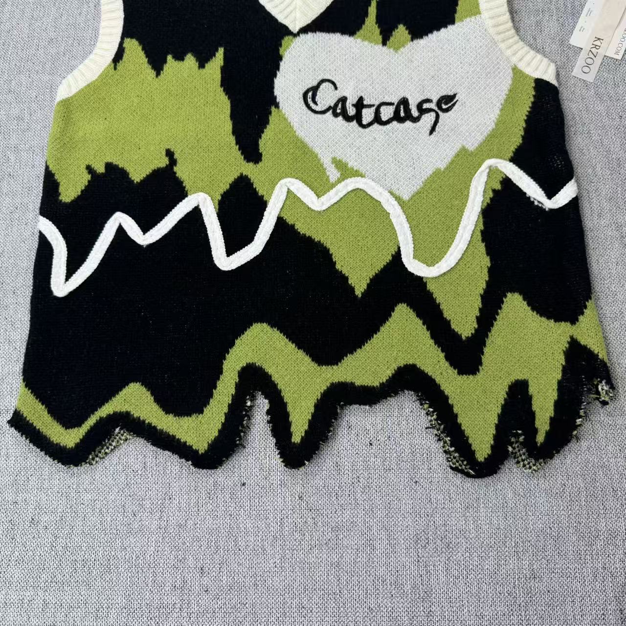 V-neck sweater with irregular knitted jacket