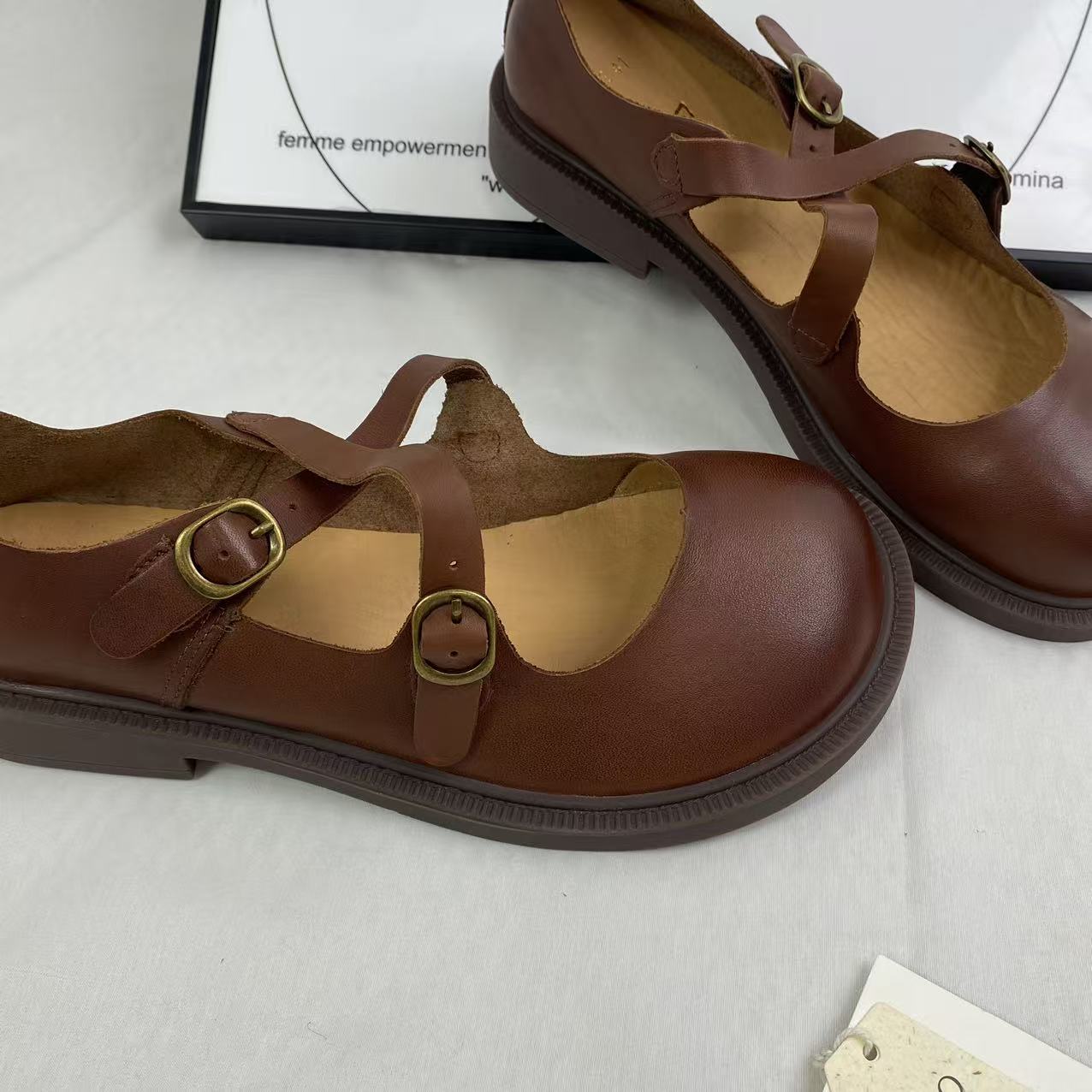 Leather high-top boots with soft flat soles