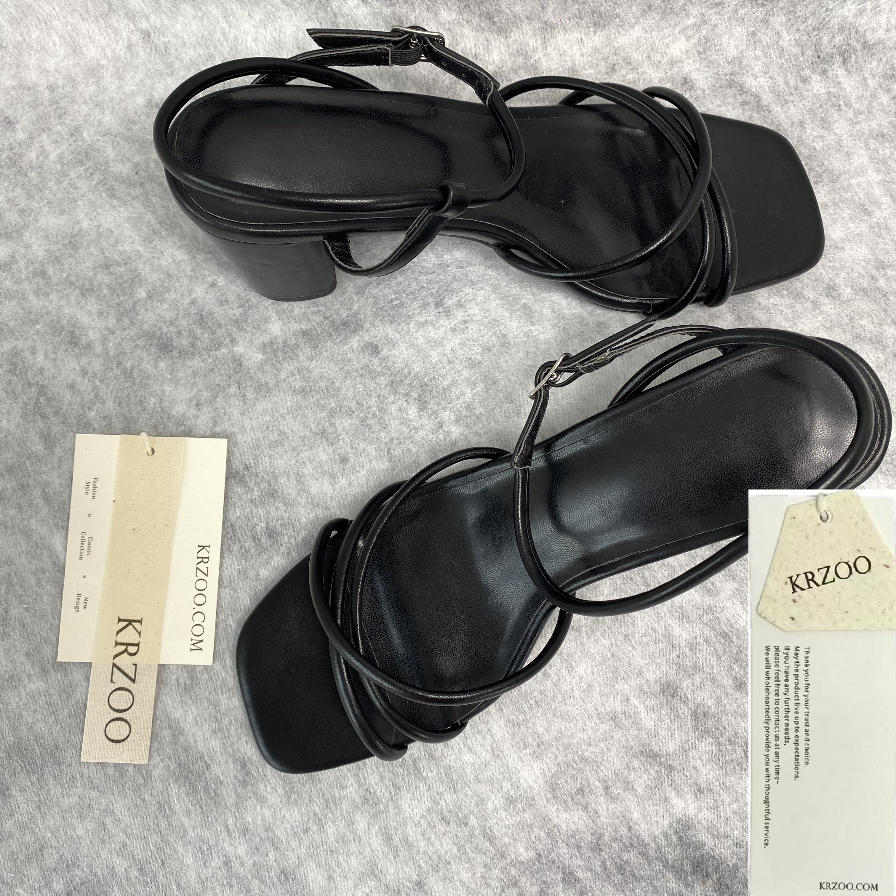 Round-toe cross-strapped high-heeled shoes