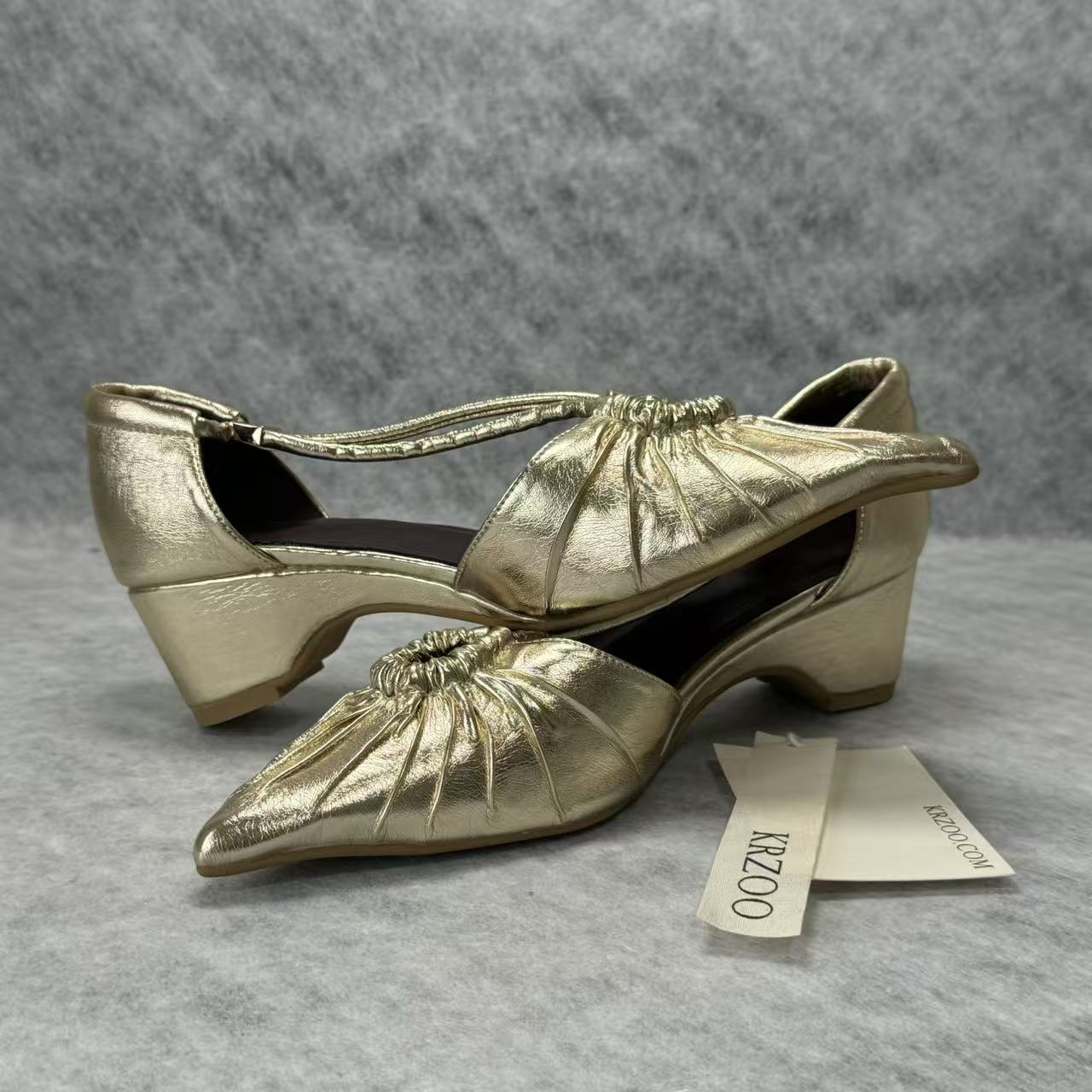 Ruffled headband open-toe thick-soled shoes
