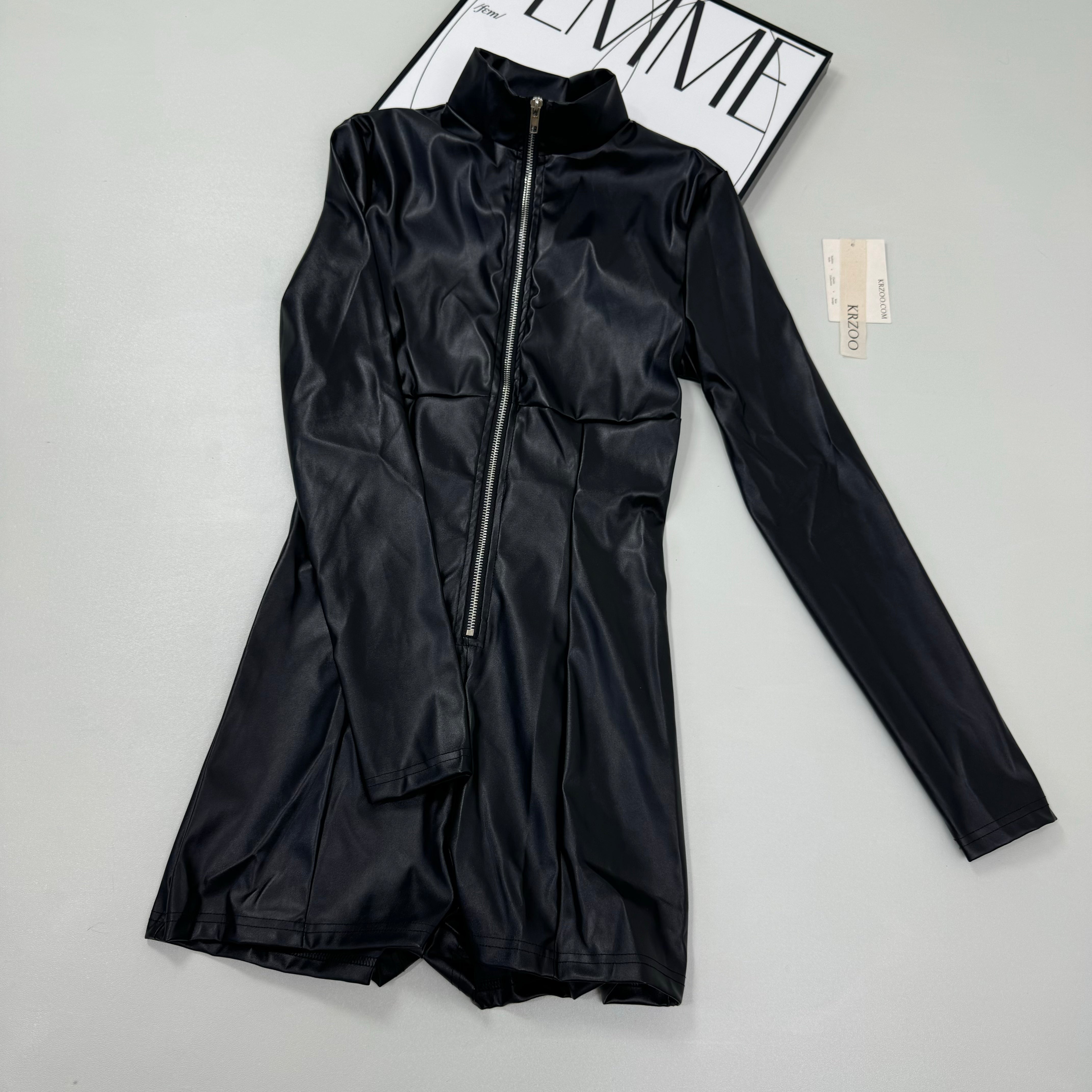 Zipper body-hugging one-piece pants