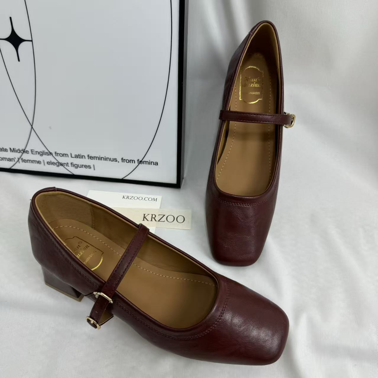 Low-Heel Square-Toe Low-Cut Flats