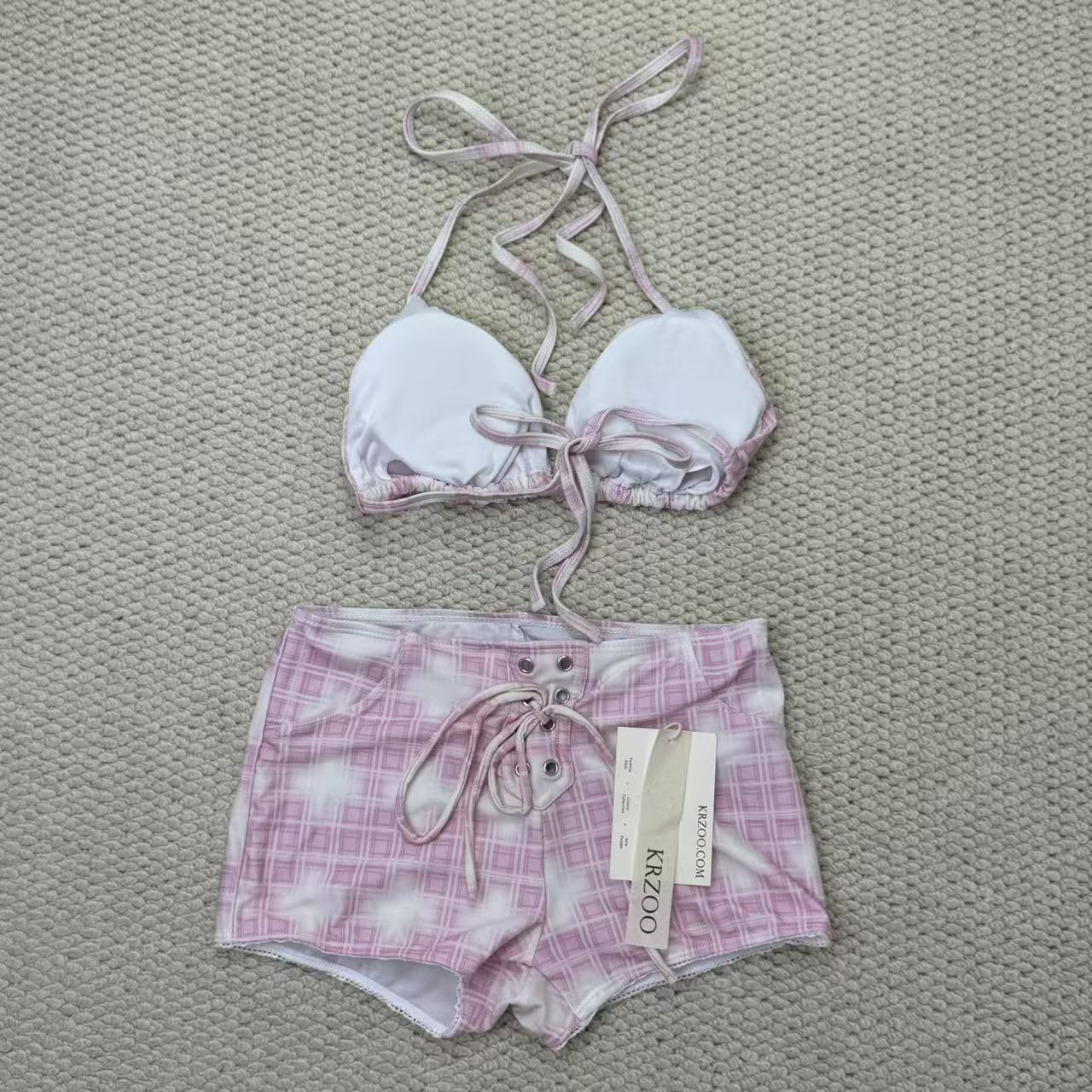 Striped two-piece bikini swimsuit