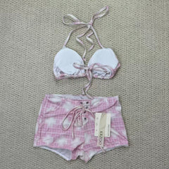 Striped two-piece bikini swimsuit