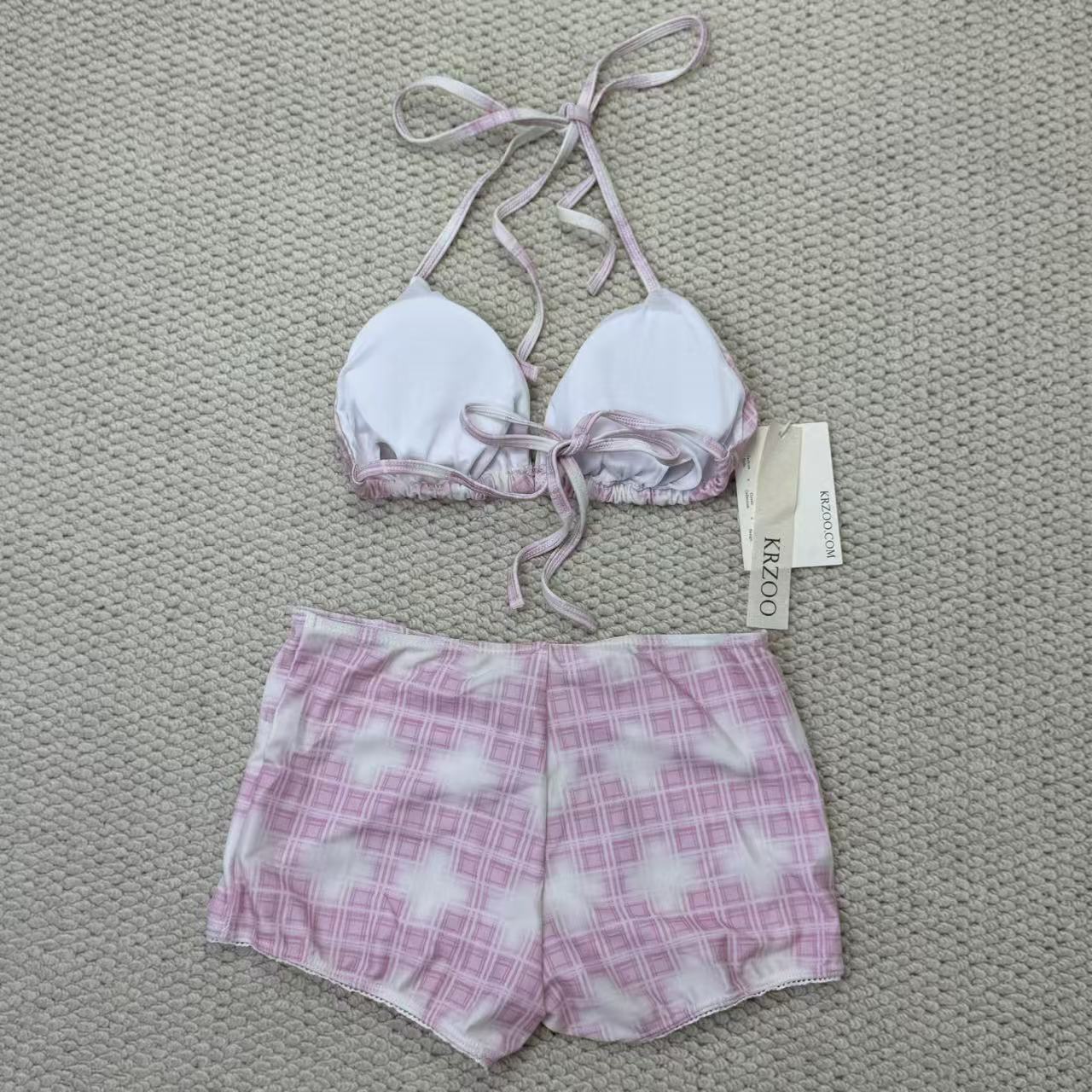 Striped two-piece bikini swimsuit