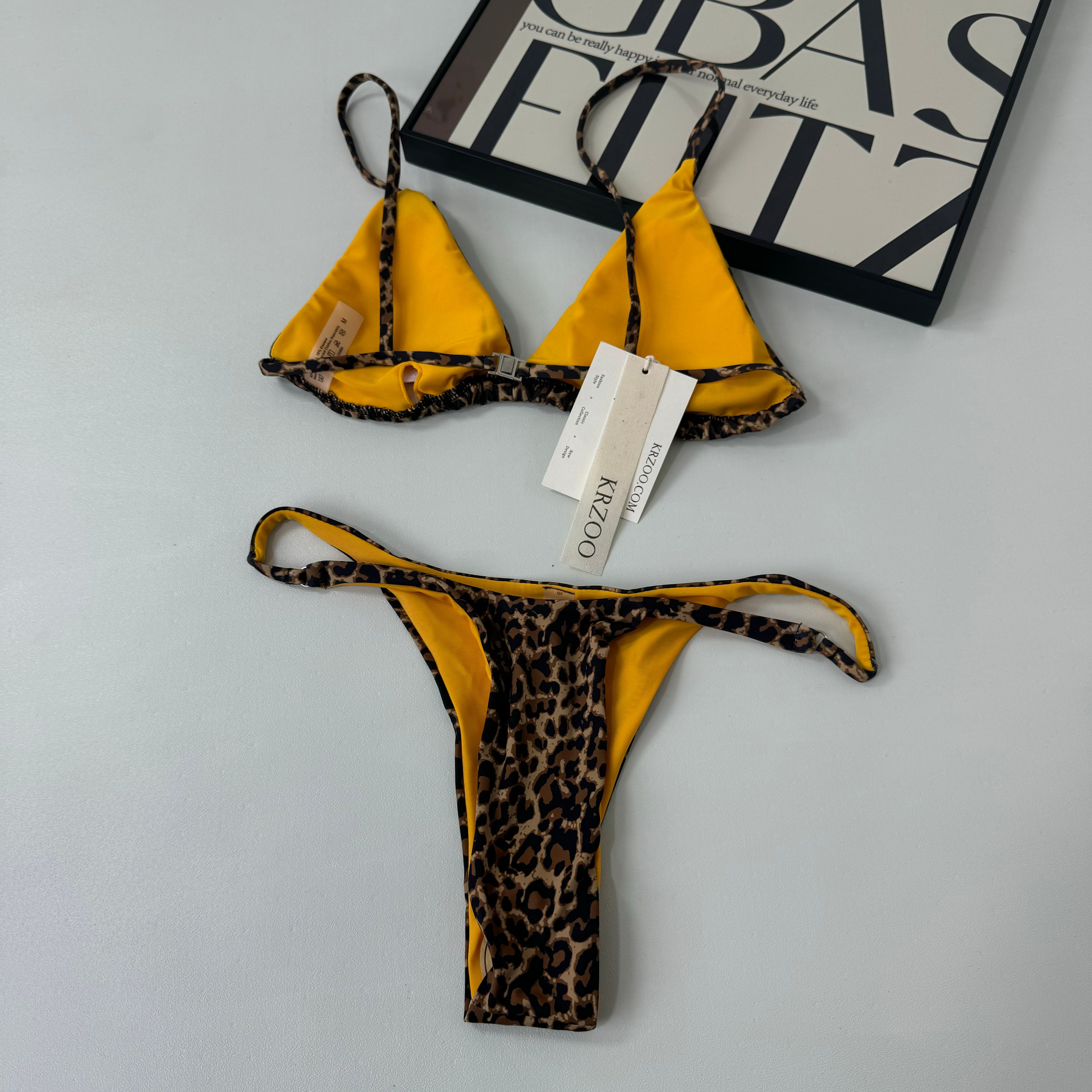 Three-point leopard print swimming suit