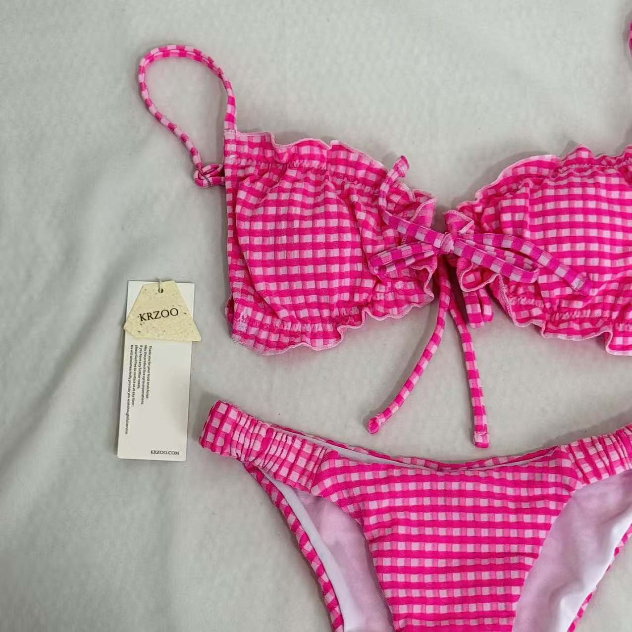 Belted triangle bikini swimsuit set