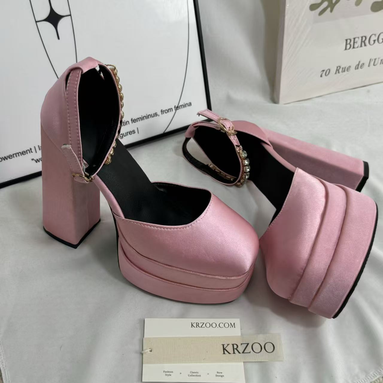 Silk satin square-toe platform heels