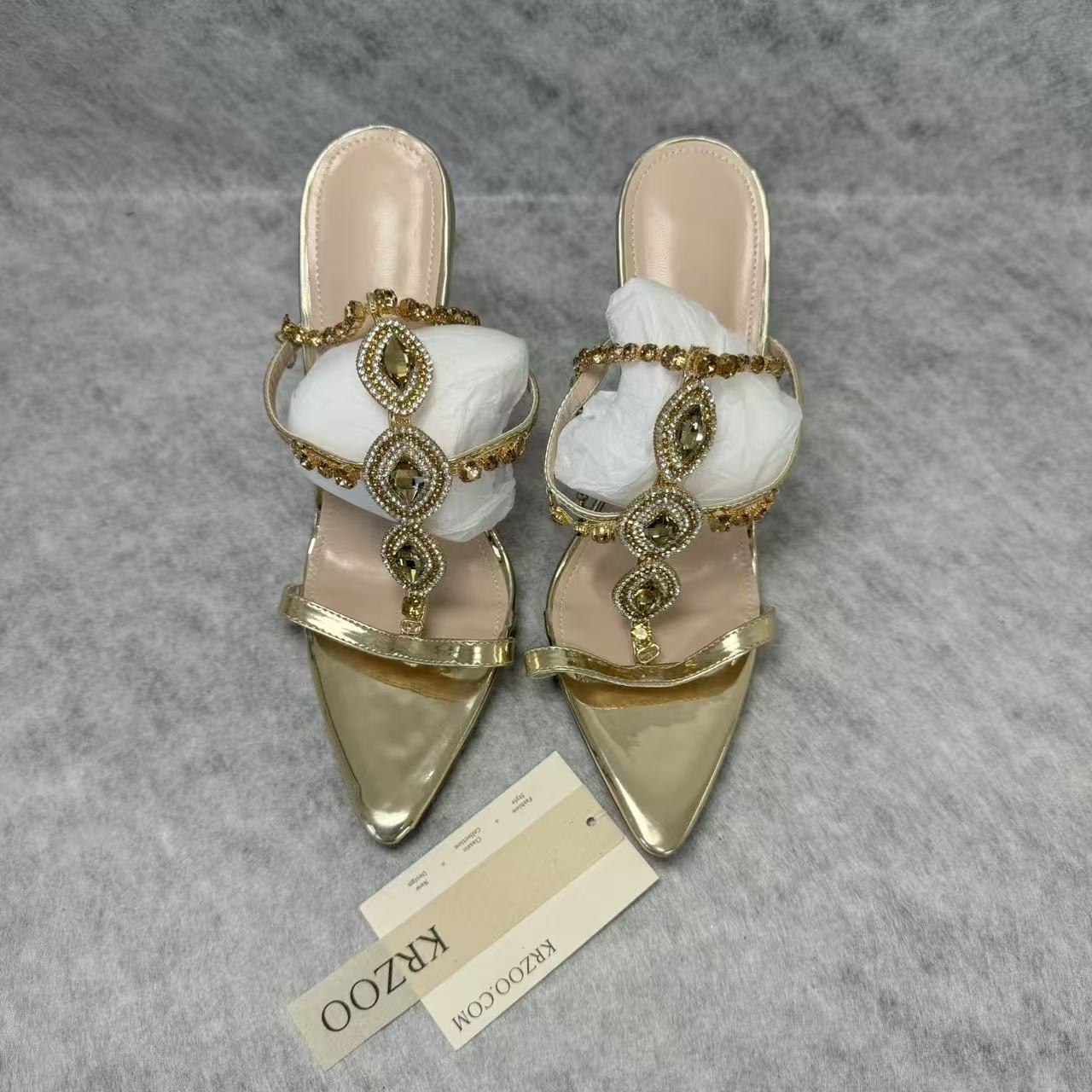 Beaded crystal heel stiletto shoes