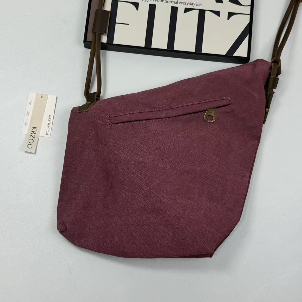 Leather strap crossbody messenger bag