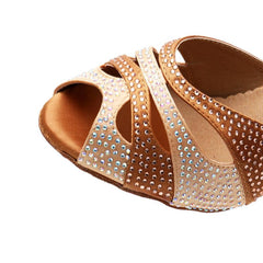 Women's Satin Customized Heel Latin Shoes Ballroom Dance Shoes