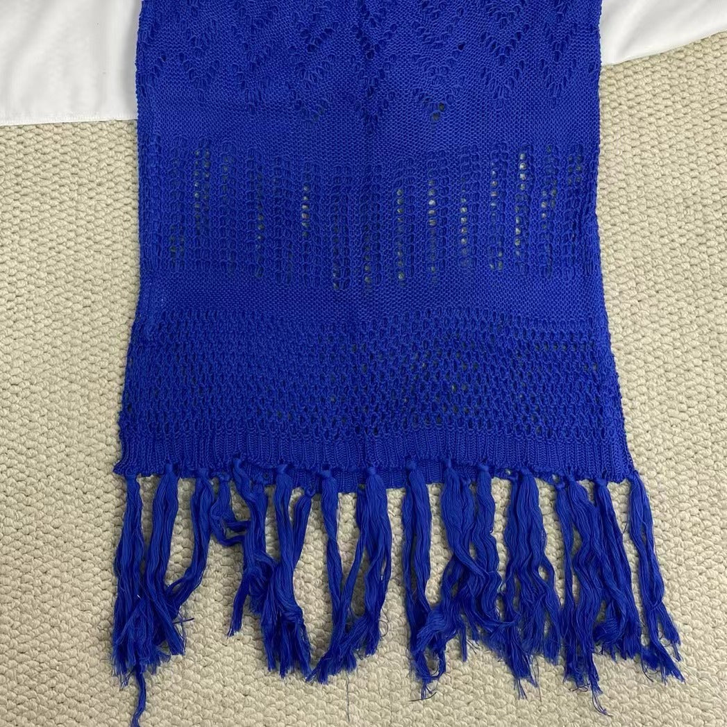 Hollow-Out Lace-Up Tassel Long Dress