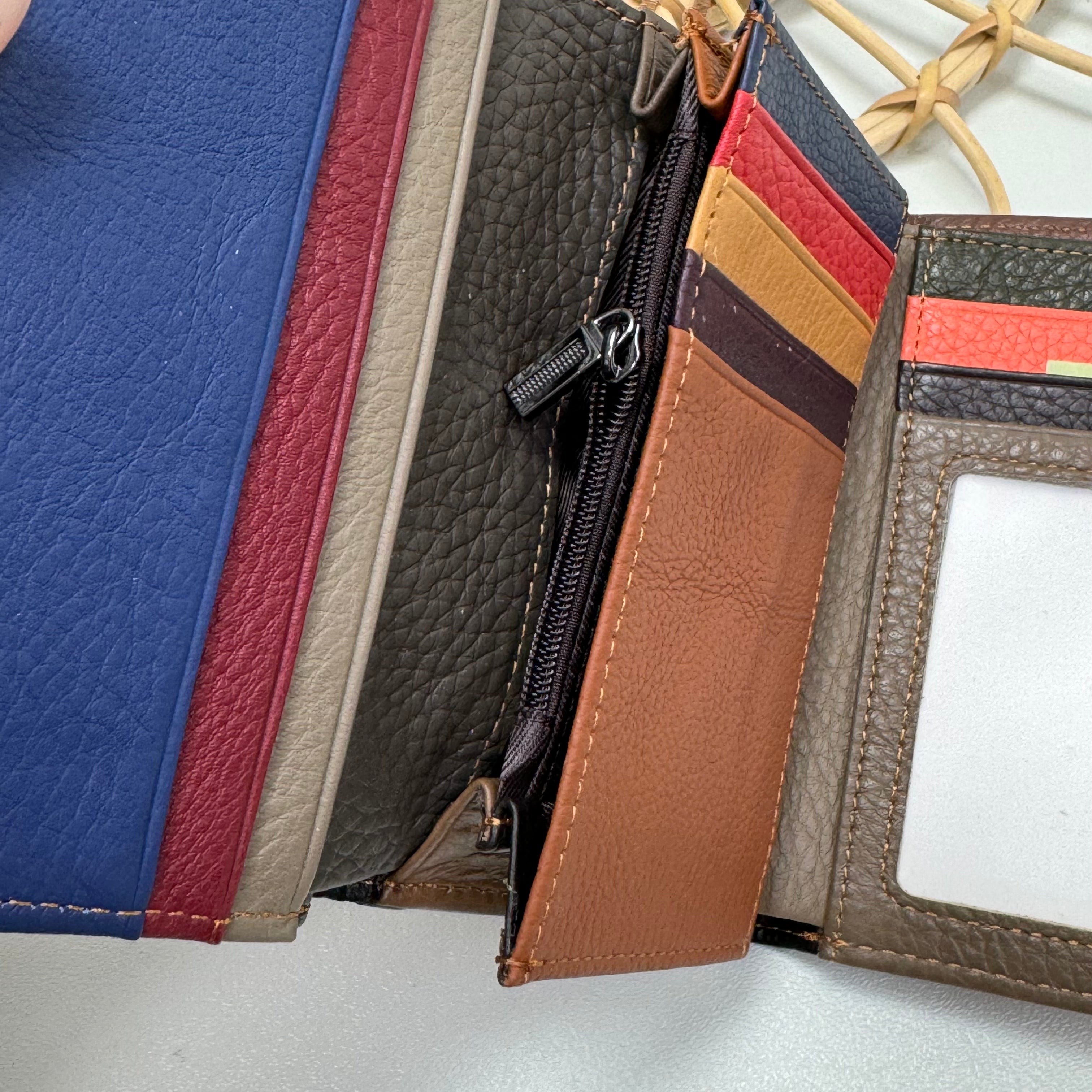 Glued color leather wallet