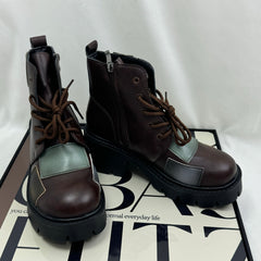 Soft leather multi-color ankle boots