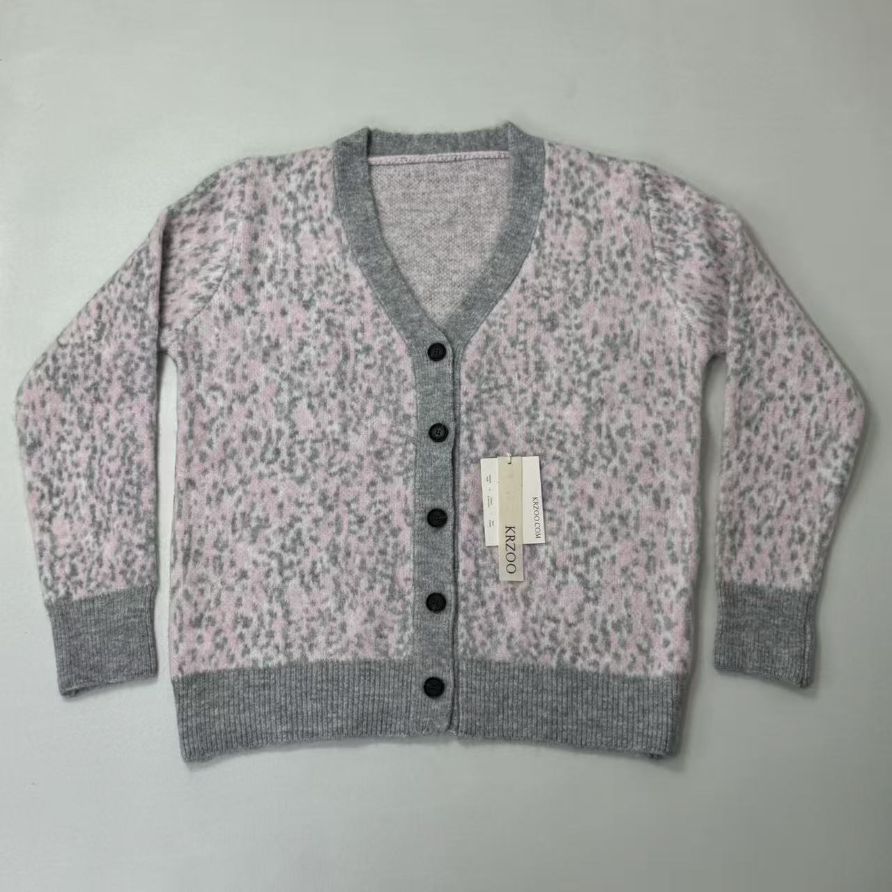Leopard print V-neck cardigan sweater jacket