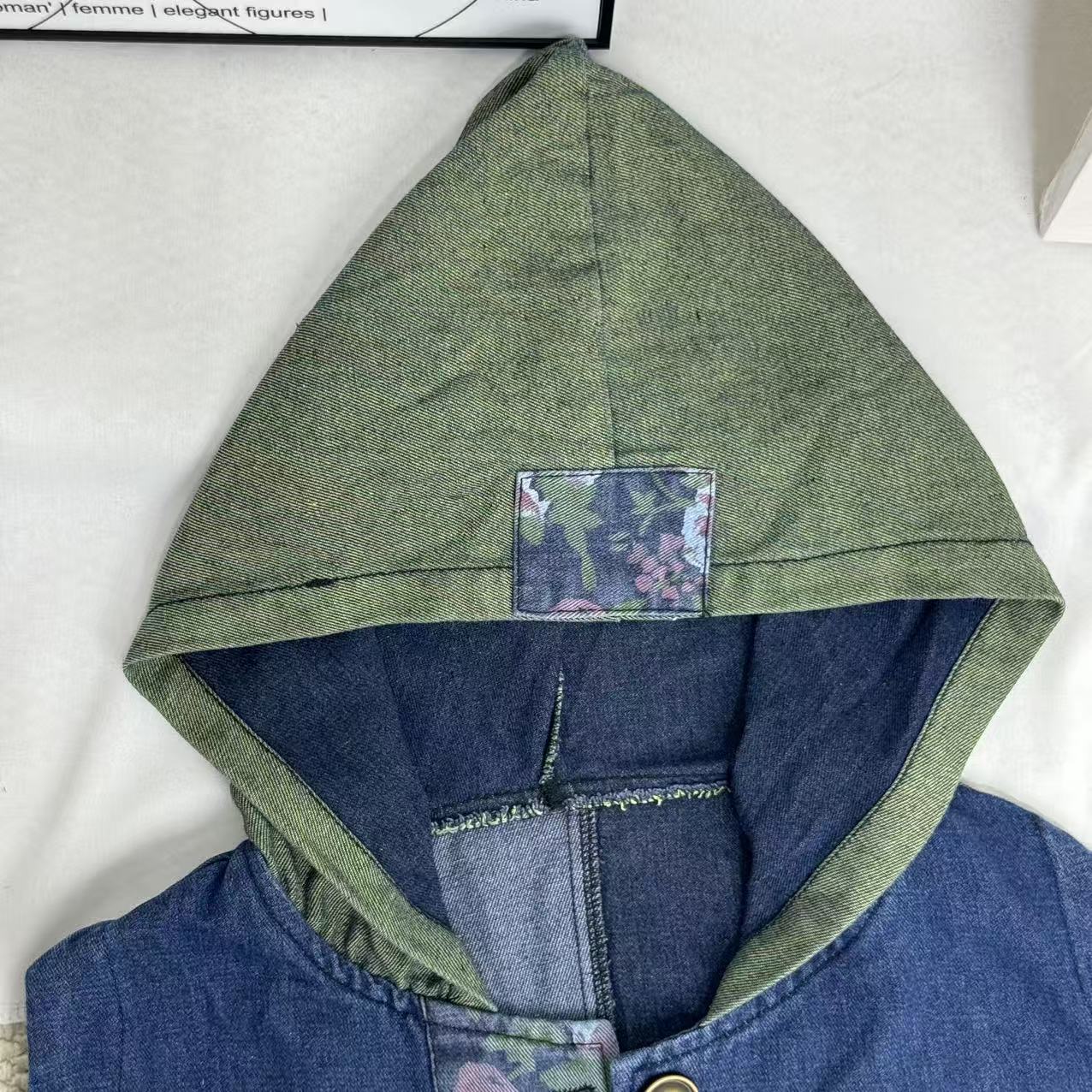 Retro Print Patchwork Denim Vest