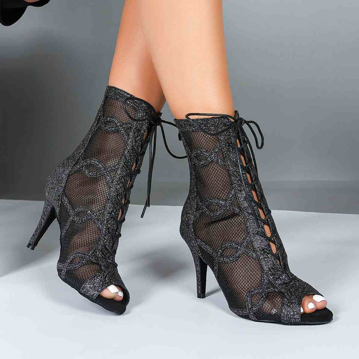 Women's Sparkling Glitter Customized Heel Dance Boots JazSalsa Dance Shoes