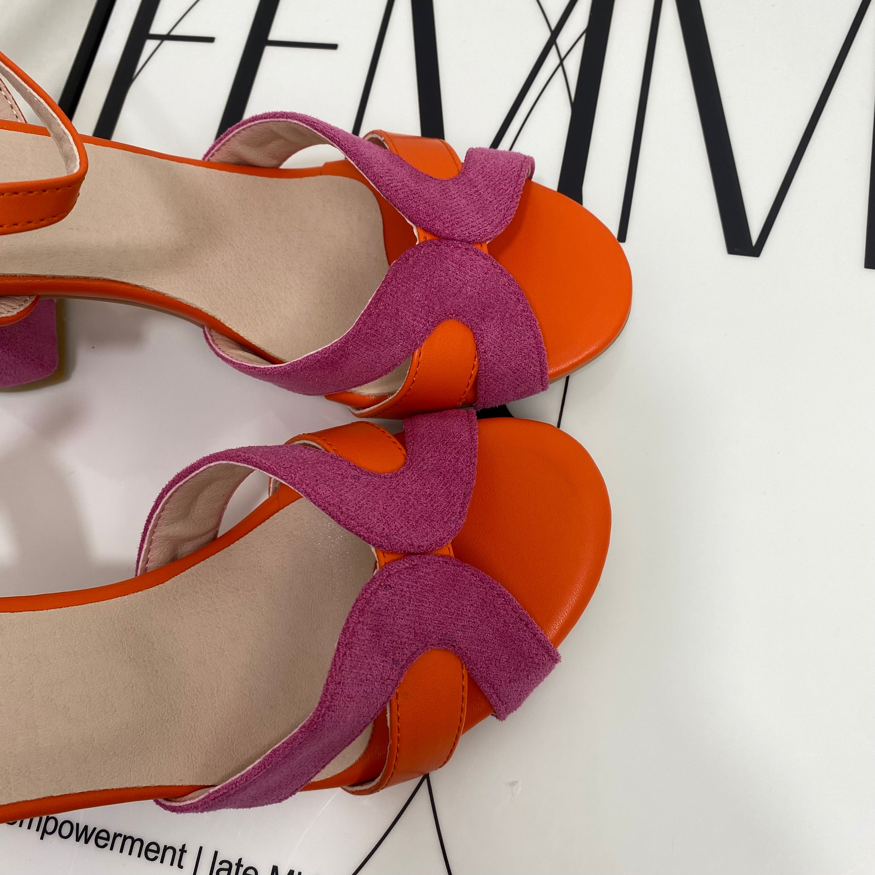 Buckle-Strap Color-Block Sandals