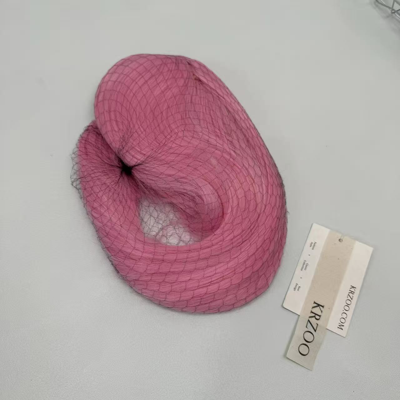 Pink long hair air-pressed fringe wig headgear