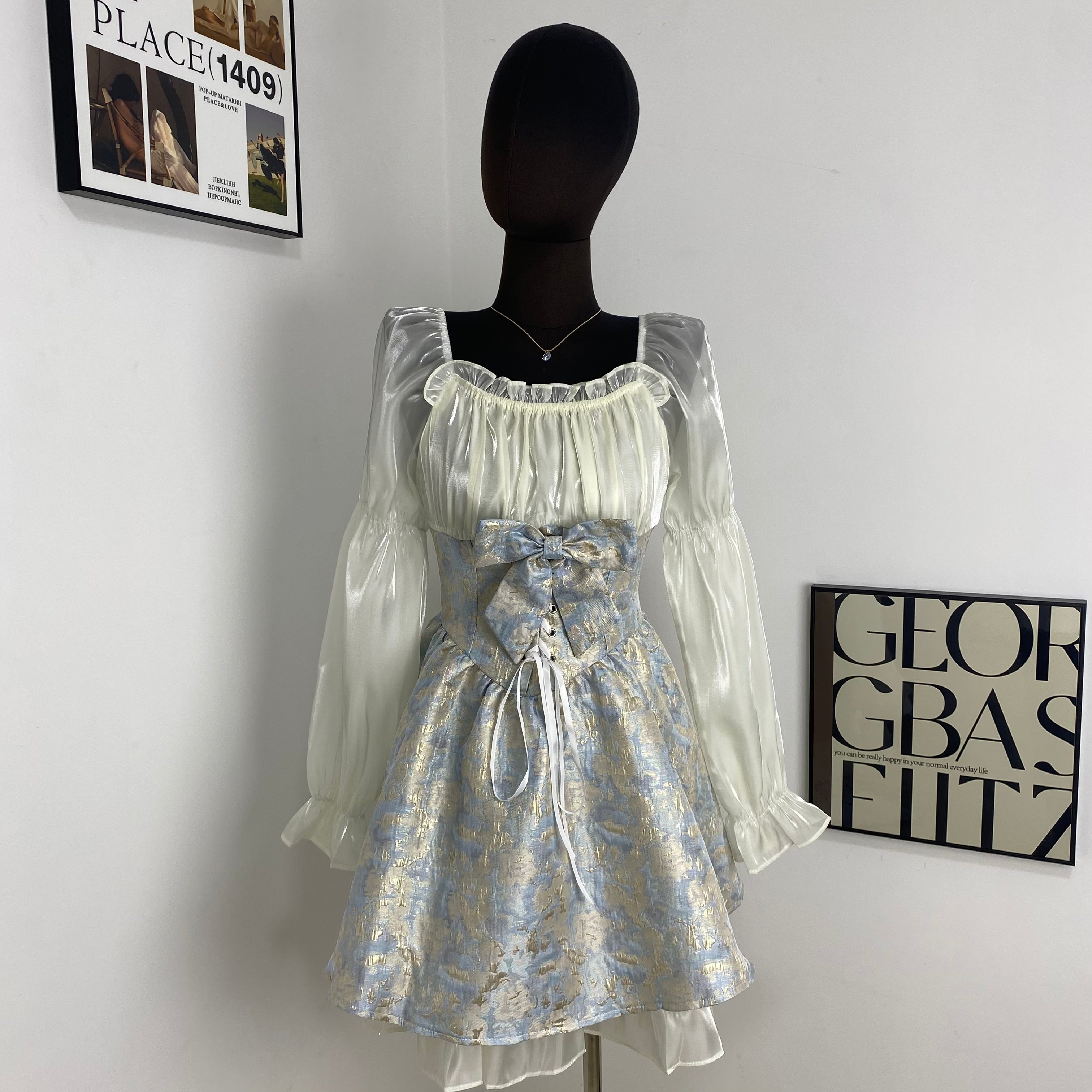 Gorgeous Slim Blue Morpho Dress