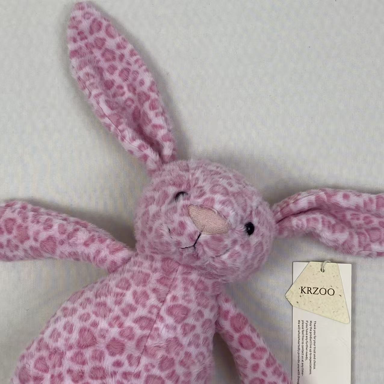 Floral-patterned rabbit fur plush comfort doll