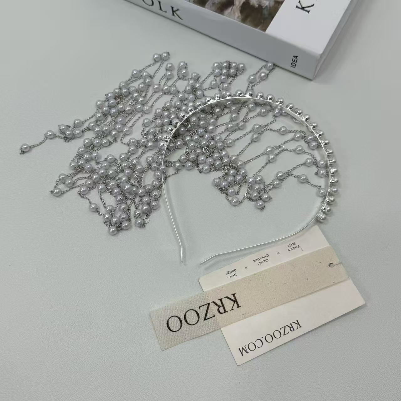 Tassel mesh pearl hair chain