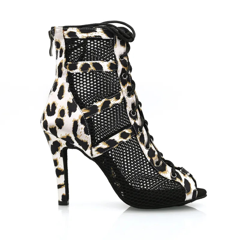 Women's 9.5cm Heel Peep Toe Rubber Sole JazShoes Dance Boots Salsa Dance Shoes