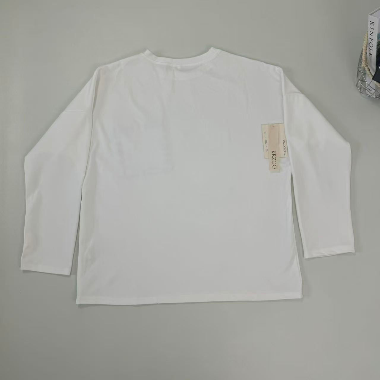 Printed long-sleeved large-sized loose-fitting top