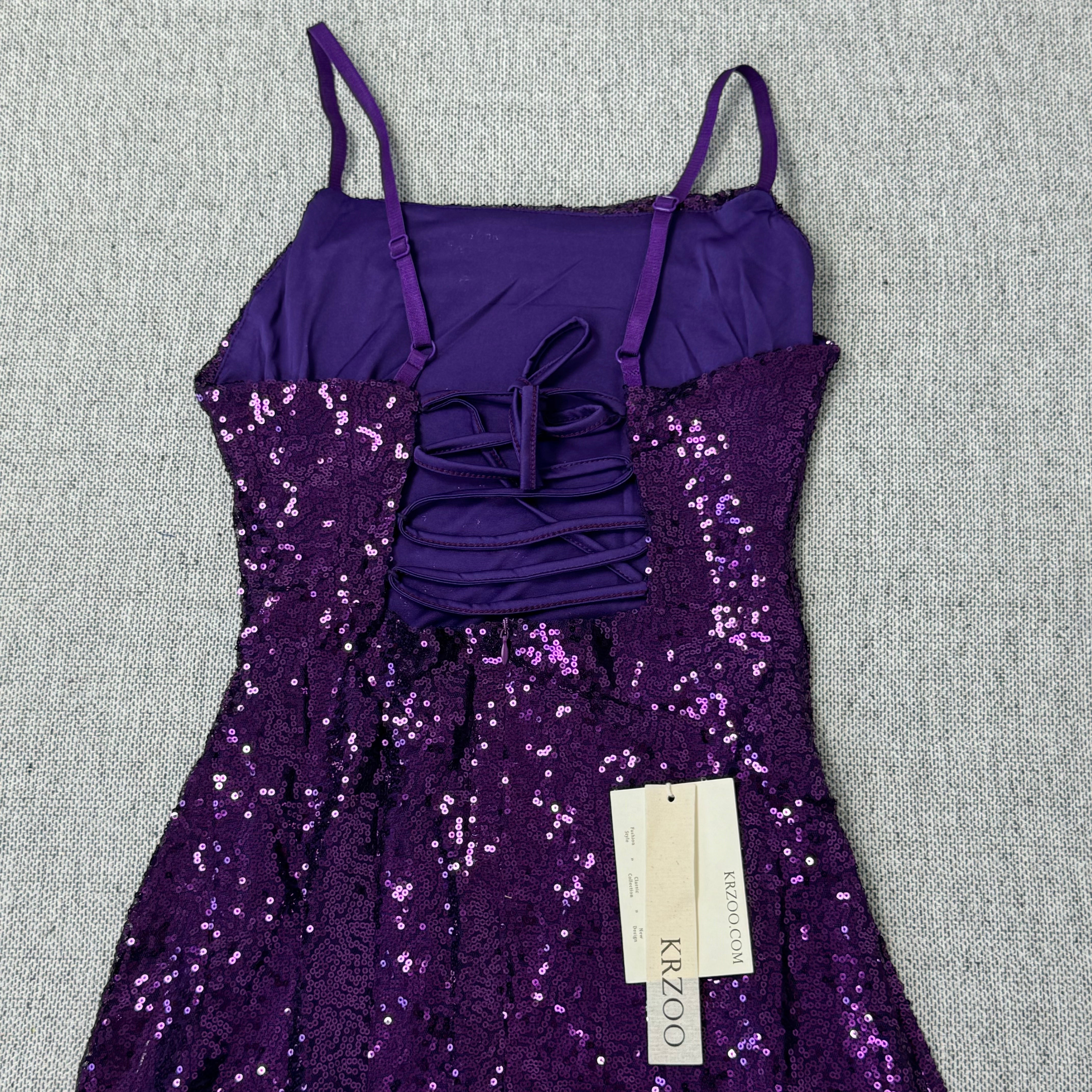 Draped sequin back-crossing strap dress