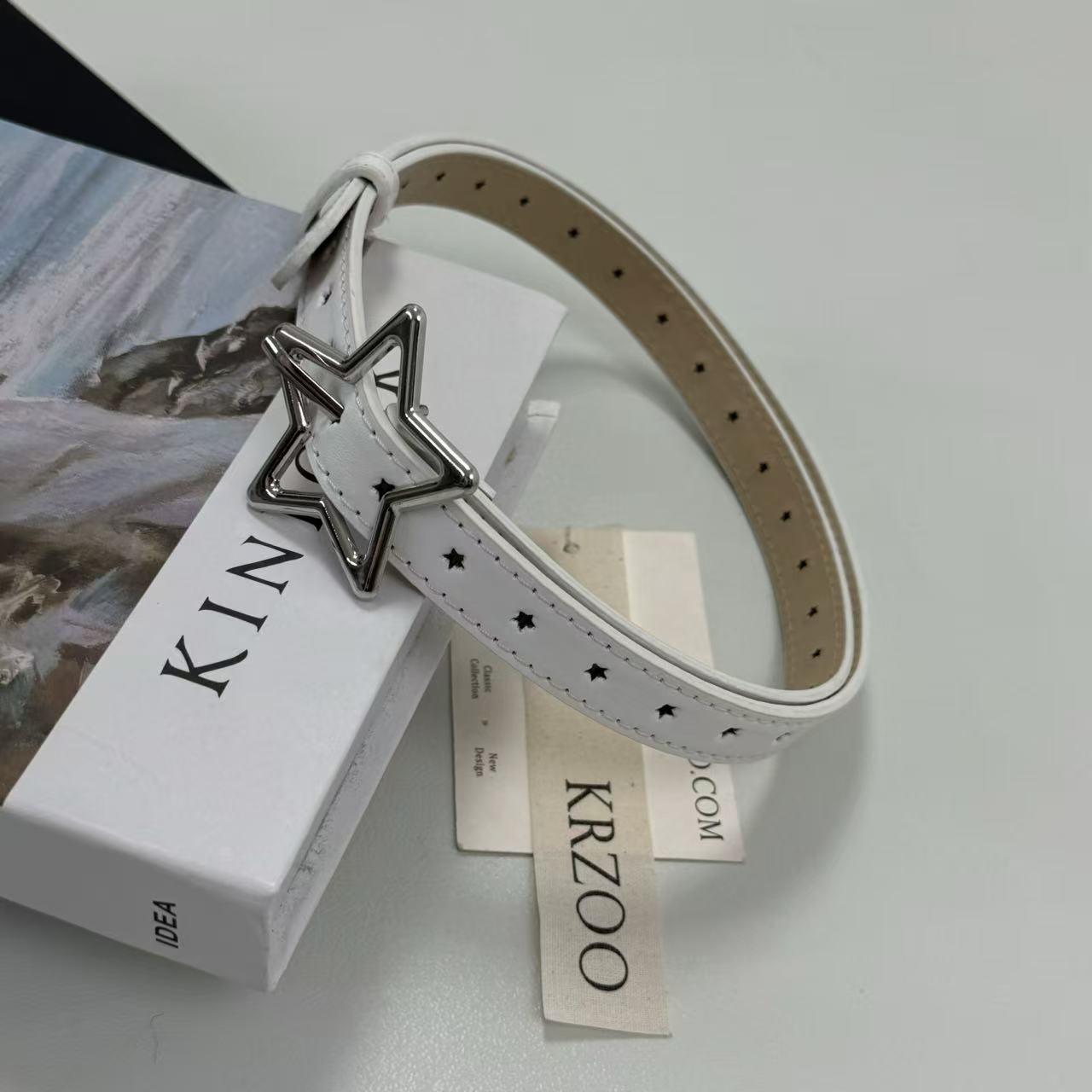 Pentagram alloy buckle star full-hole belt