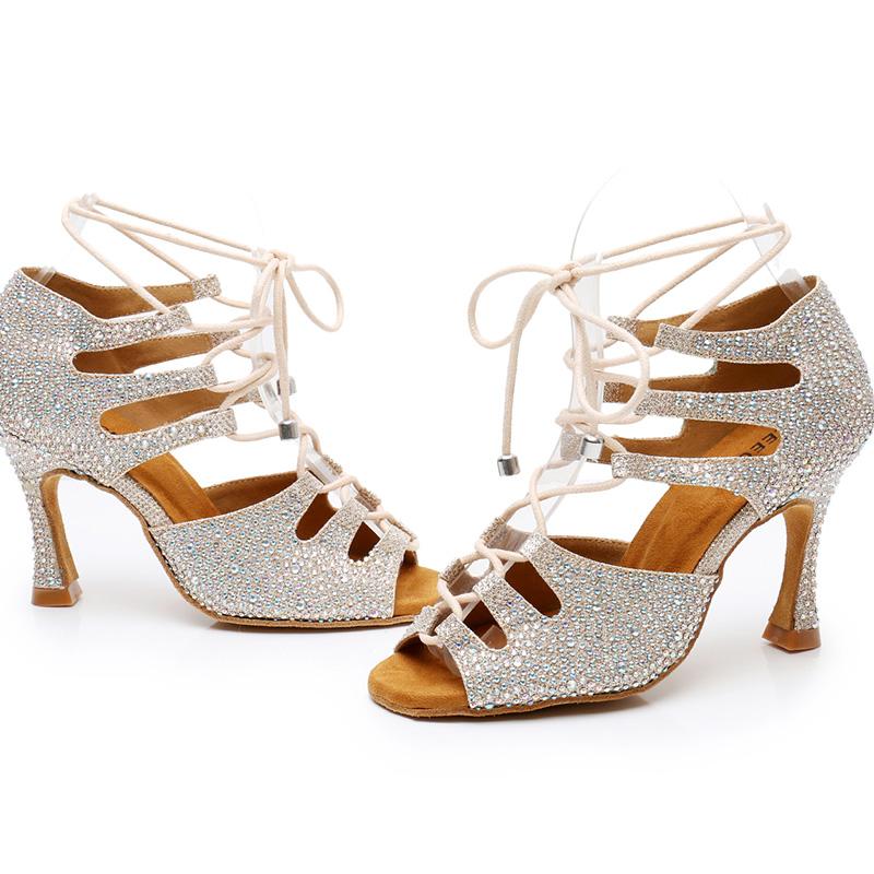 Women's Rhinestone Customized Heels Dance Boots Salsa Dance Shoes