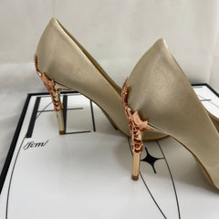 Pointed-Toe Satin High Heels