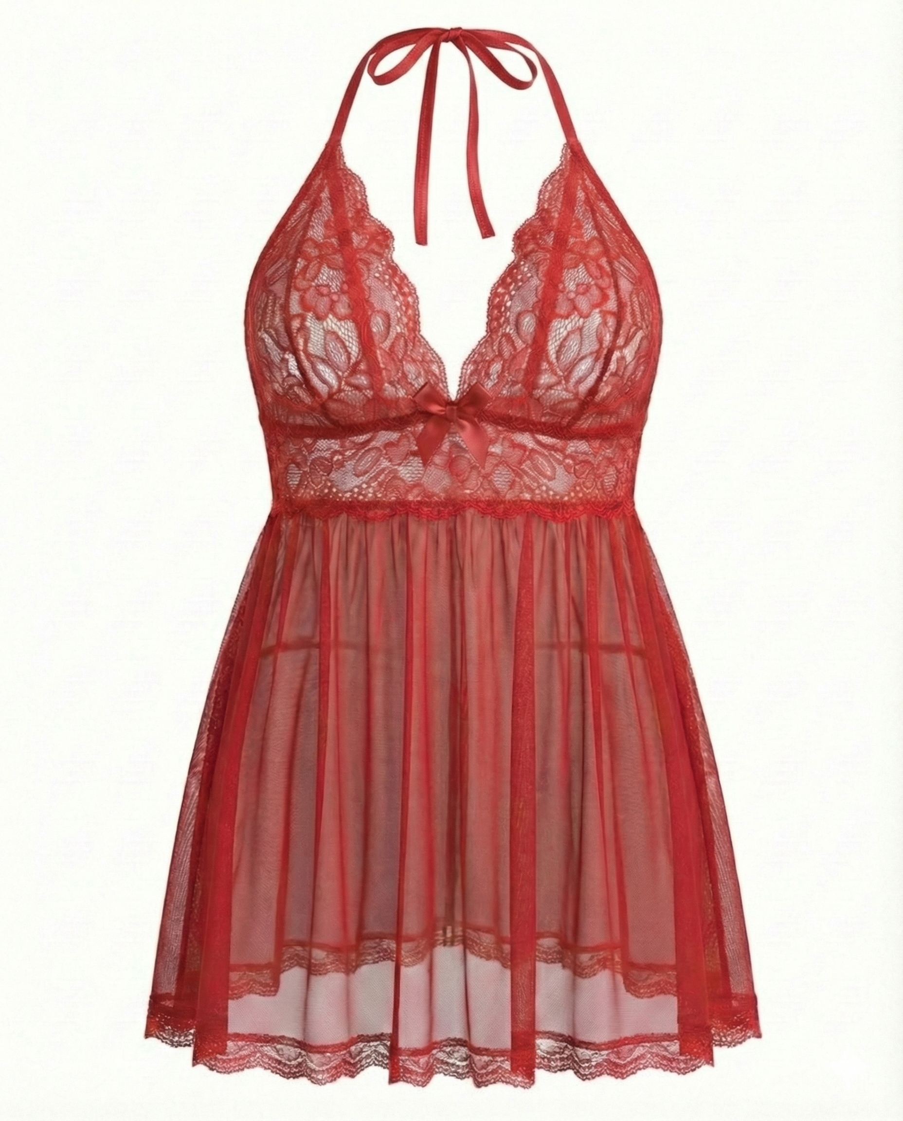 Women's Plus Size Lace Babydoll â€?Mesh Chemise Sleepwear