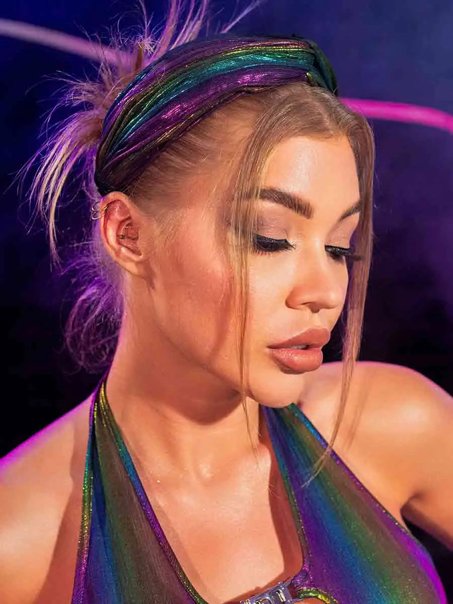 Women's Color Reflective Twisted Wide Headband