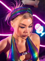 Women's Color Reflective Twisted Wide Headband