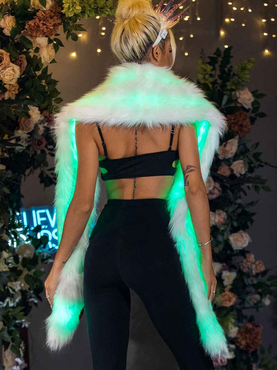 Led Light Up Faux Fur Shawl