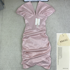 Strapless pleated fishbone dress with dress
