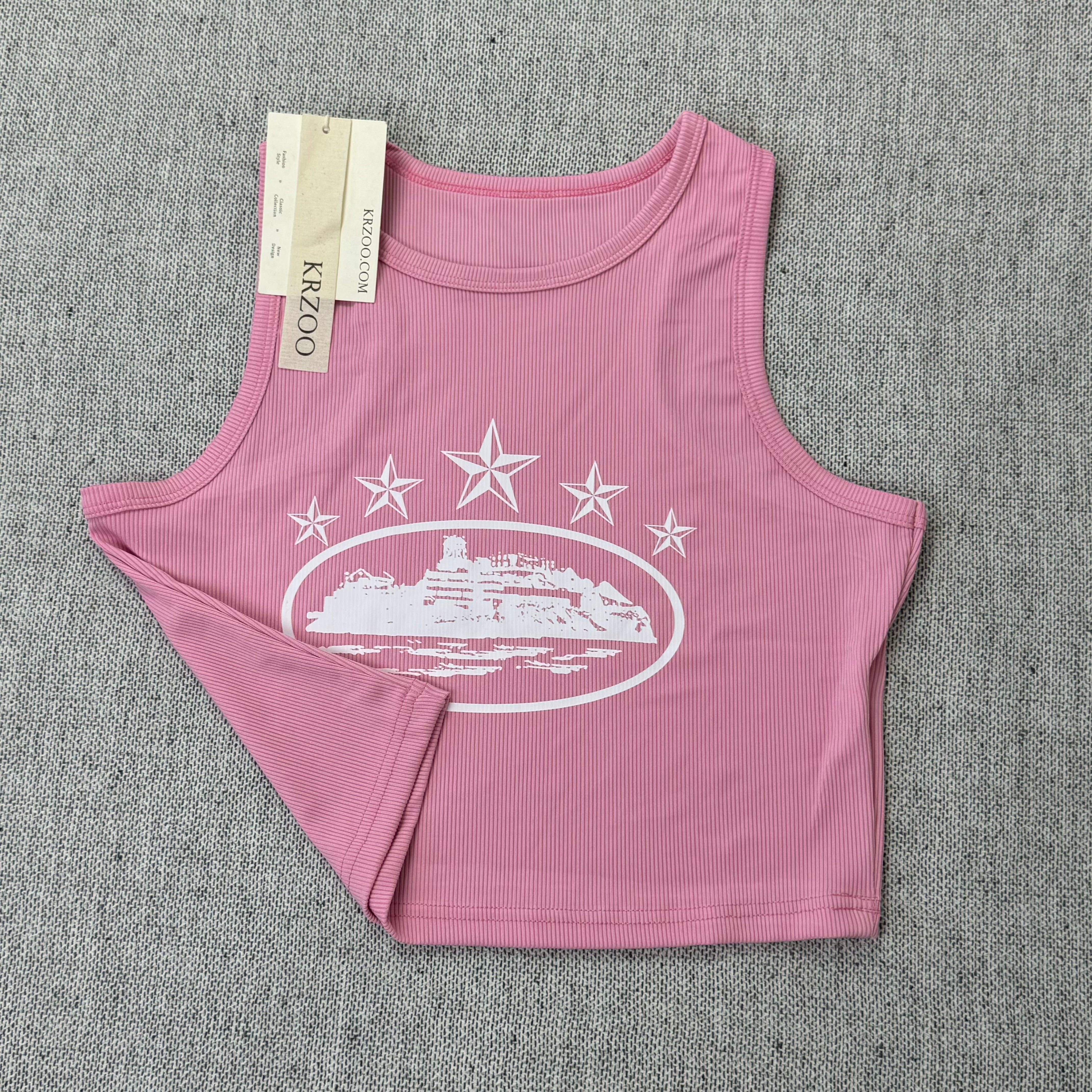 Strap-printed sports tank top